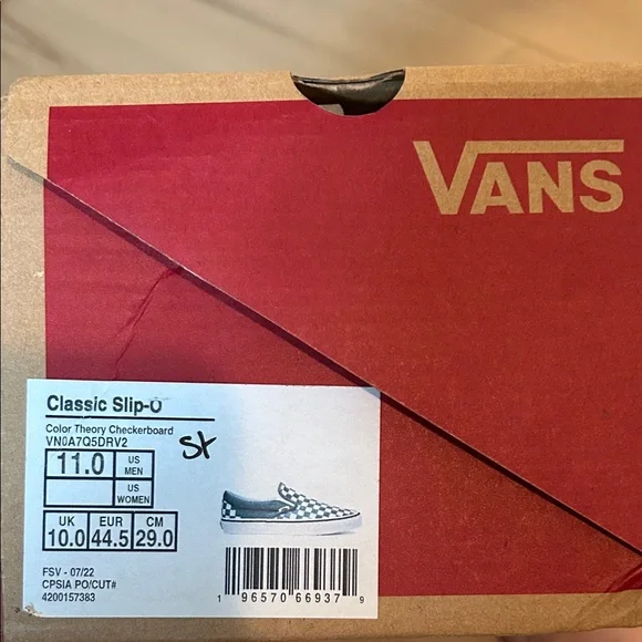 Vans Grey-Blue and White Checkered Sneakers - Picture 6 of 6